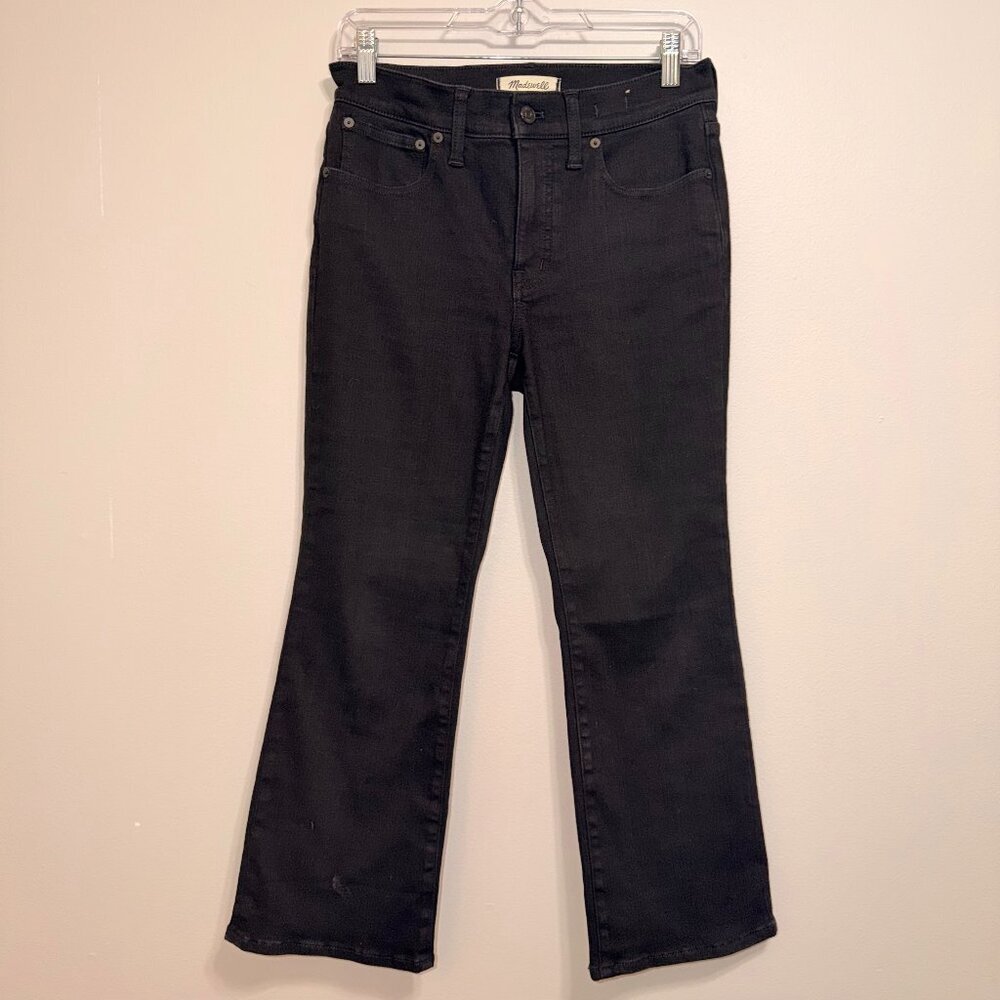 Madewell Mid-Rise Kick Out Crop Jeans 28P Black Magic Stretch Denim Petite - Picture 3 of 8